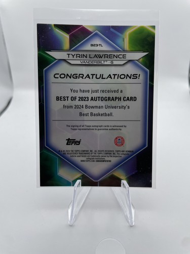 2023 24 Bowman University Best Tyrin Lawrence Teal Geometric Refractor Auto 115 (2).1
