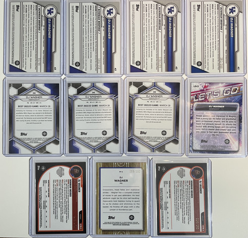 2023 24 Bowman University DJ Wagner Green Refractor 99 Pink 100 150 Set (x11) (2).1