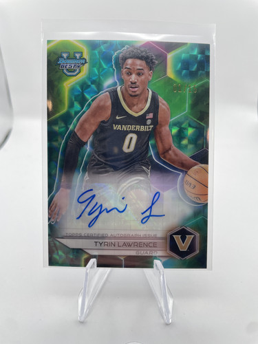 2023 24 Bowman University Best Tyrin Lawrence Teal Geometric Refractor Auto 115 (1).1