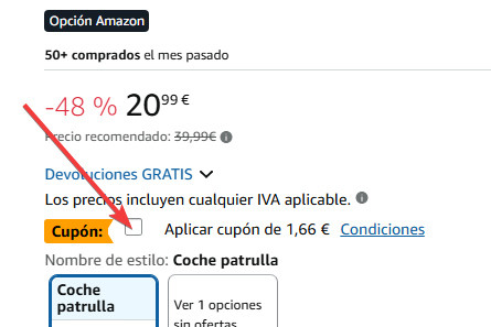 captura de pantalla de ayuda para conseguir la oferta temporal