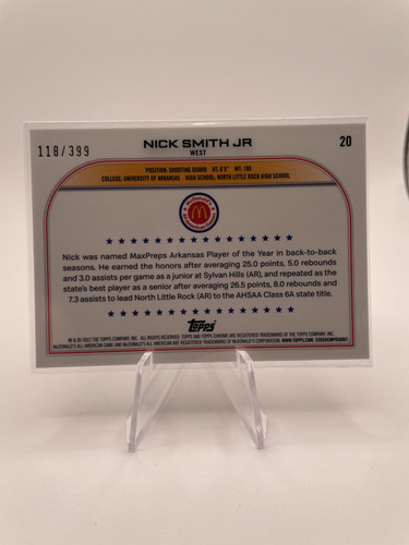 2022 23 Topps Mcdonald's Chrome Nick Smith Jr RayWave 399 + Rookie Set (x27) (3)