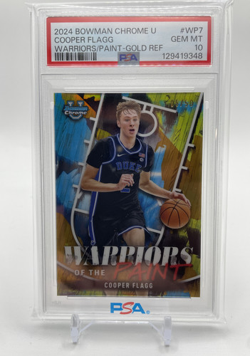 2024 25 Bowman University Chrome Cooper Flagg Warriors Gold Refractor 50 PSA 10 (1)