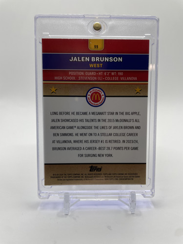2024 25 Topps McDonald's Chrome Jalen Brunson Aqua Refractor 199 #99 (2)
