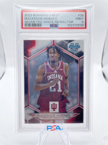 2023 24 Bowman University Best Mackenzie MgBako White Refractor 15 PSA 9 Mint (1).1