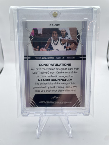 2022 23 Leaf Draft Naasir Cunningham Blue Foil Rookie Auto 30 (2).1