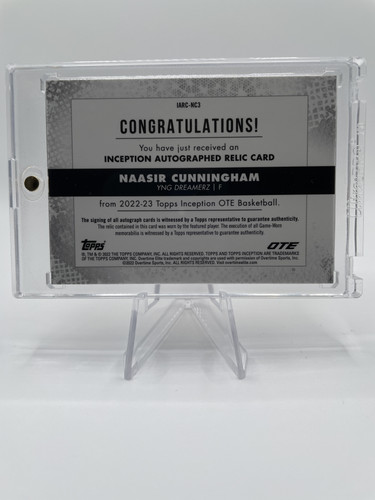 2022 23 Topps OTE Inception Naasir Cunningham Rookie Patch Auto 149 (4).1