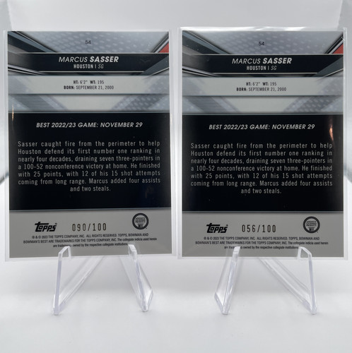 2022 23 Bowman U Best Marcus Sasser Gold Refractor 50 Lava 75 100 Set (x5) (6).1