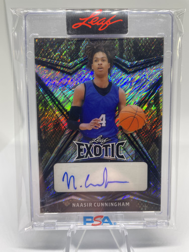 2022 23 Leaf Exotic Naasir Cunningham Diagonal Shimmer Snakeskin Rookie Auto 9 (1)