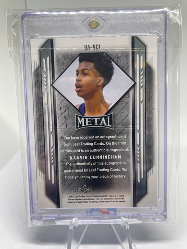 2021 22 Leaf Metal Naasir Cunningham Silver Prizm Rookie Auto #BA NC1 (2)