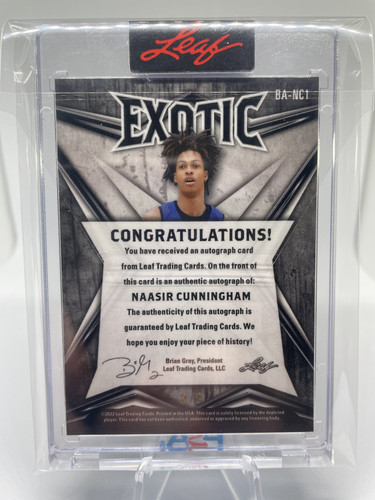 2022 23 Leaf Exotic Naasir Cunningham Diagonal Shimmer Snakeskin Rookie Auto 9 (2)