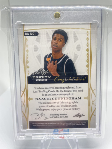 2022 23 Leaf Trinity Naasir Cunningham Silver Rookie Auto 49 (2).1