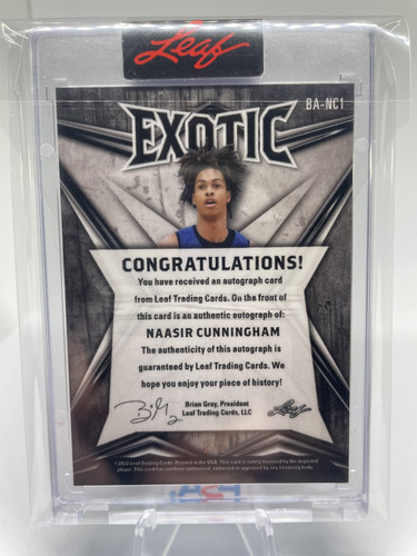 2022 23 Leaf Exotic Naasir Cunningham Prismatic Fish Rookie Auto 22 (2).1