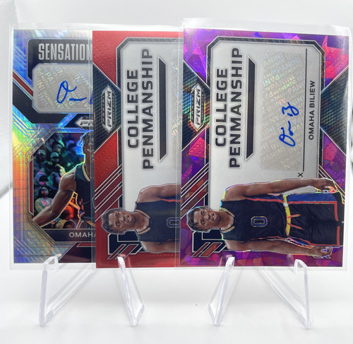 2023 24 Panini Prizm DP Omaha Biliew Purple Ice Auto 99 Red 149 + Hyper Prizm (1).1