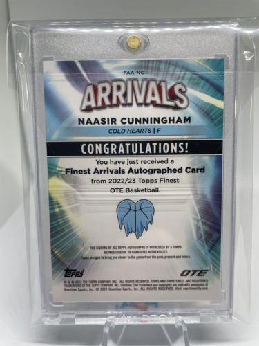 2022 23 Topps OTE Finest Naasir Cunningham Arrivals Rookie Auto 99 (2)