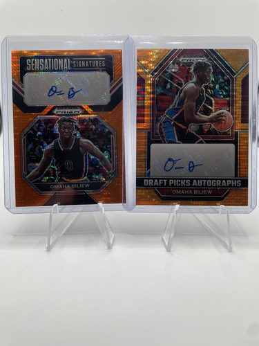 2023 24 Panini Prizm Draft Picks Omaha Biliew Orange Prizm Auto 49 Set (x2) (1).1
