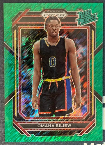 2023 24 Panini Prizm Draft Picks Omaha Biliew Rated Prospect Green Shimmer 13 (1).1