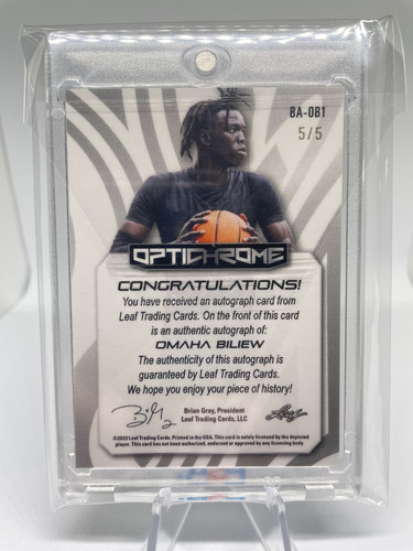 2022 23 Leaf Optichrome Omaha Biliew Red White Blue Prizm Rookie Auto 5 (2).1