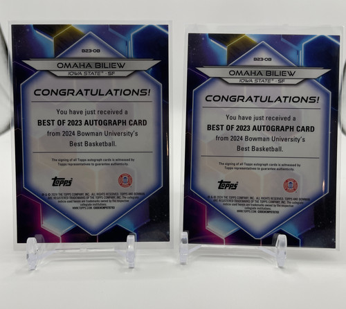 2023 24 Bowman U Best Omaha Biliew Gold Refractor Auto 50 + 125 & Chrome Auto (3)