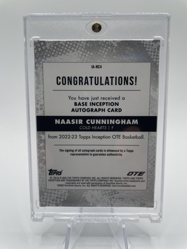 2022 23 Topps OTE Inception Naasir Cunningham Blue Rookie Auto 25 (6).1