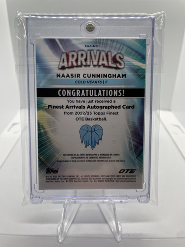 2022 23 Topps OTE Finest Naasir Cunningham Arrivals Gold Rookie Auto 50 (2).1