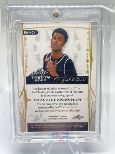 2022 23 Leaf Trinity Naasir Cunningham Green Holo Rookie Auto 20 (2).1