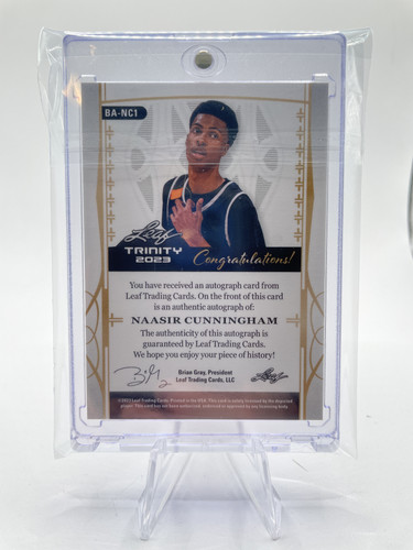 2022 23 Leaf Trinity Naasir Cunningham Platinum Holo Rookie Auto 25 (2).1