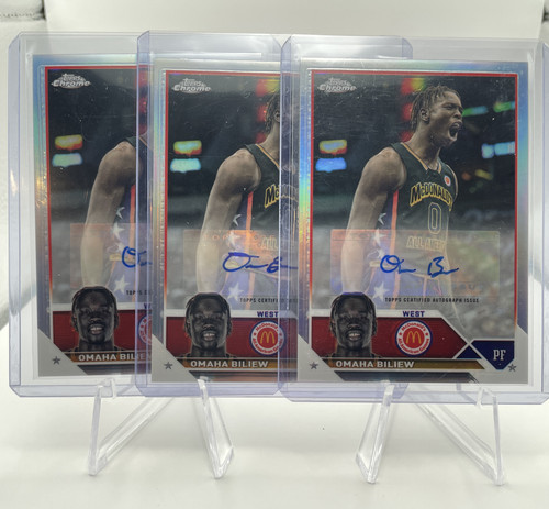 2023 24 Topps Mcdonald's Chrome Omaha Biliew Refractor Rookie Auto Set (x3).1