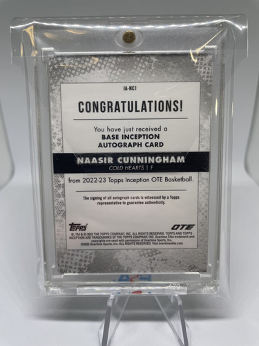 2022 23 Topps OTE Inception Naasir Cunningham Red Foil Rookie Auto 75 (4)
