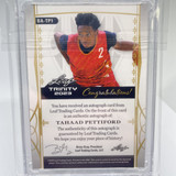 2022 23 Leaf Trinity Tahaad Pettiford Platinum Holo Rookie Auto 15 (2)