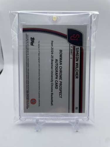 2024 25 Bowman University Chrome Simeon Wilcher Black & White Refractor Auto 48 (2)