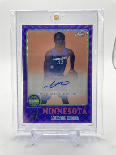 2024 25 Topps Chrome Leonard Miller 1973 Throwback Purple Refractor Auto (3).1