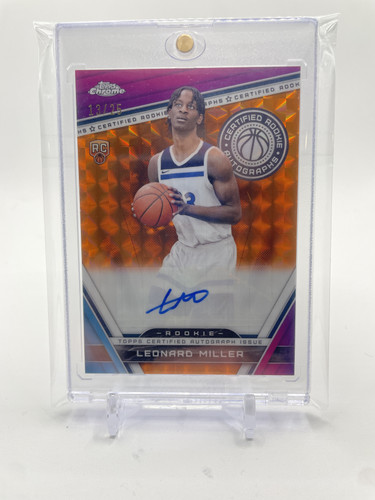 2023 24 Topps Chrome Leonard Miller Certified Orange Refractor Rookie Auto 25 (1).1