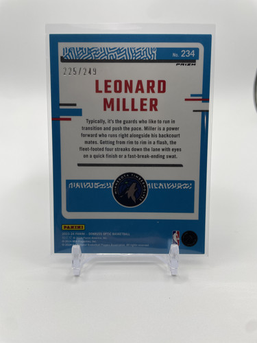 2023 24 Donruss Optic Leonard Miller Blue Seismic Prizm Rated Rookie 249 (2).1