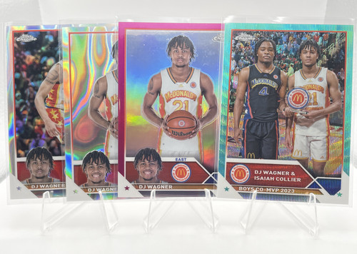 2023 24 Topps McDonald's Chrome DJ Wagner Pink 150 + Isaiah Collier Aqua 299 (1).1
