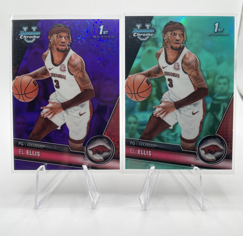 2023 24 Bowman University Chrome El Ellis Aqua 199 + Purple 299 Rookie Set (7) (2).1