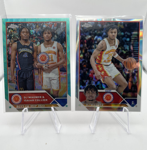 2023 24 Topps McDonald's Chrome DJ Wagner Pink 150 + Isaiah Collier Aqua 299 (2).1