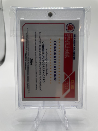 2023 24 Topps Chrome McDonald’s Brandon Garrison Orange Refractor Auto 25 (2).1
