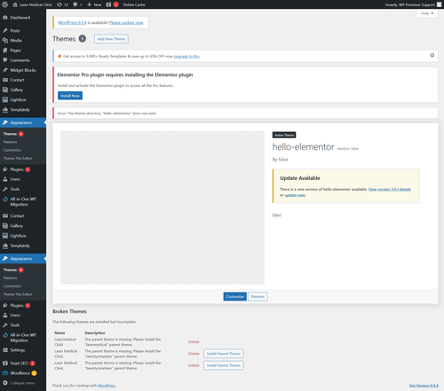 screencapture lasermedicalclinic ca wp admin themes php 2026 04 06 15 55 53.png