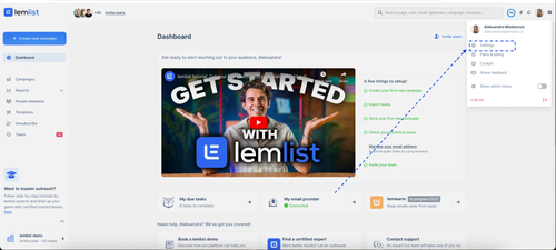lemlist 01 dashboard settings.2