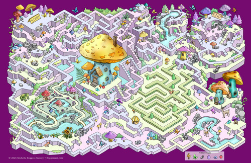 Isometric Mushroom Land Maze by Michelle Boggess.1