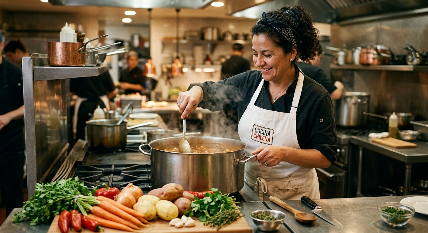Chef cocinando en cocina profesional