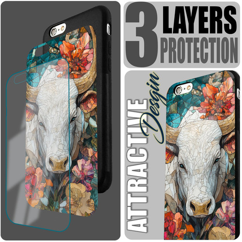 Taurus Mosaic Stained Glass Serene Bull Astrology Design.jpg