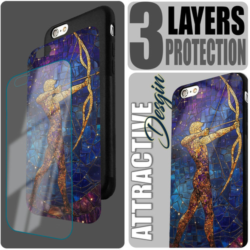 Sagittarius Mosaic Stained Glass Adventurous Archer Zodiac Design.jpg