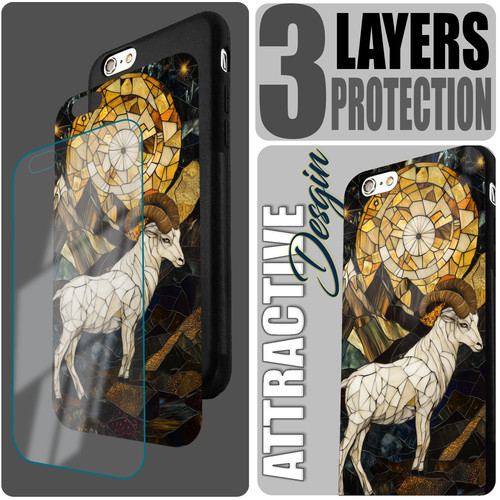 Capricorn Mosaic Stained Glass Sturdy Goat Astrology Wall Art.jpg