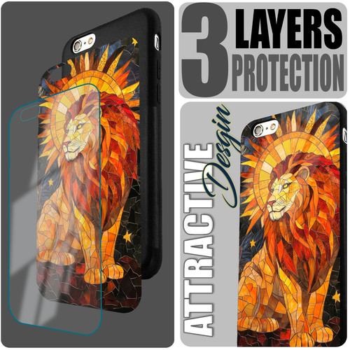 Leo Mosaic Stained Glass Majestic Lion Zodiac Wall Art.jpg