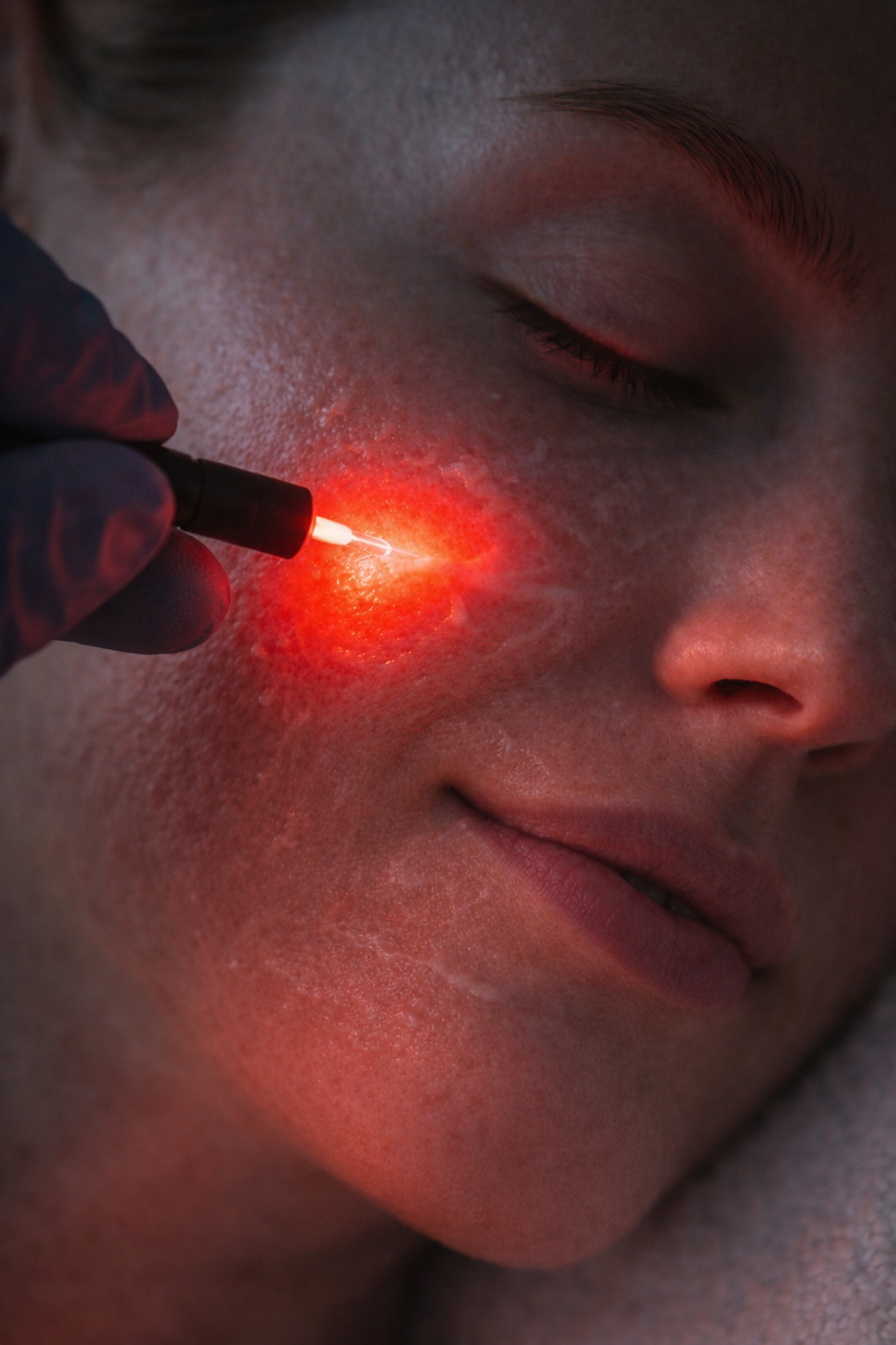 Фотодинамическая терапия — лазер ЛАТУС воздействует на кожу красным светом