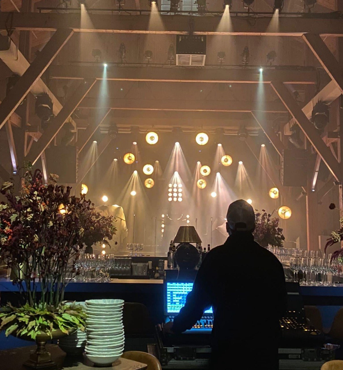 Elad at Lighting Console - Barn Venue