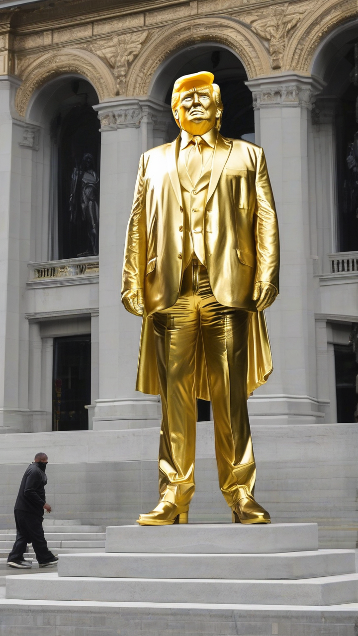 Golden Trump statue is no idol for worship, pastor insists