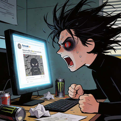 High-resolution digital illustration of a furious Wojak-style character with messy black hair flying.jpg