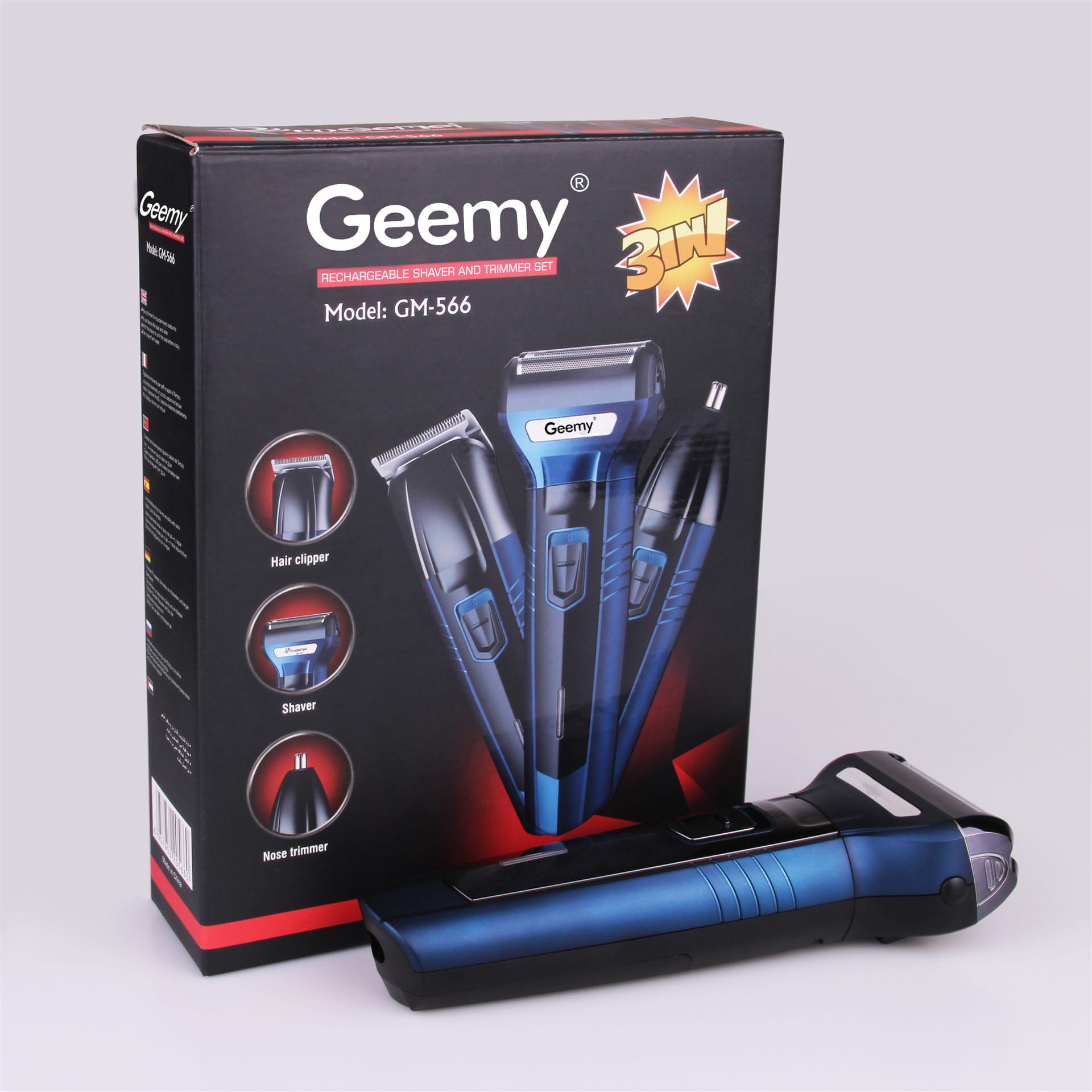 Kit de tondeuse rechargeable 3 en 1 Geemy GM-566